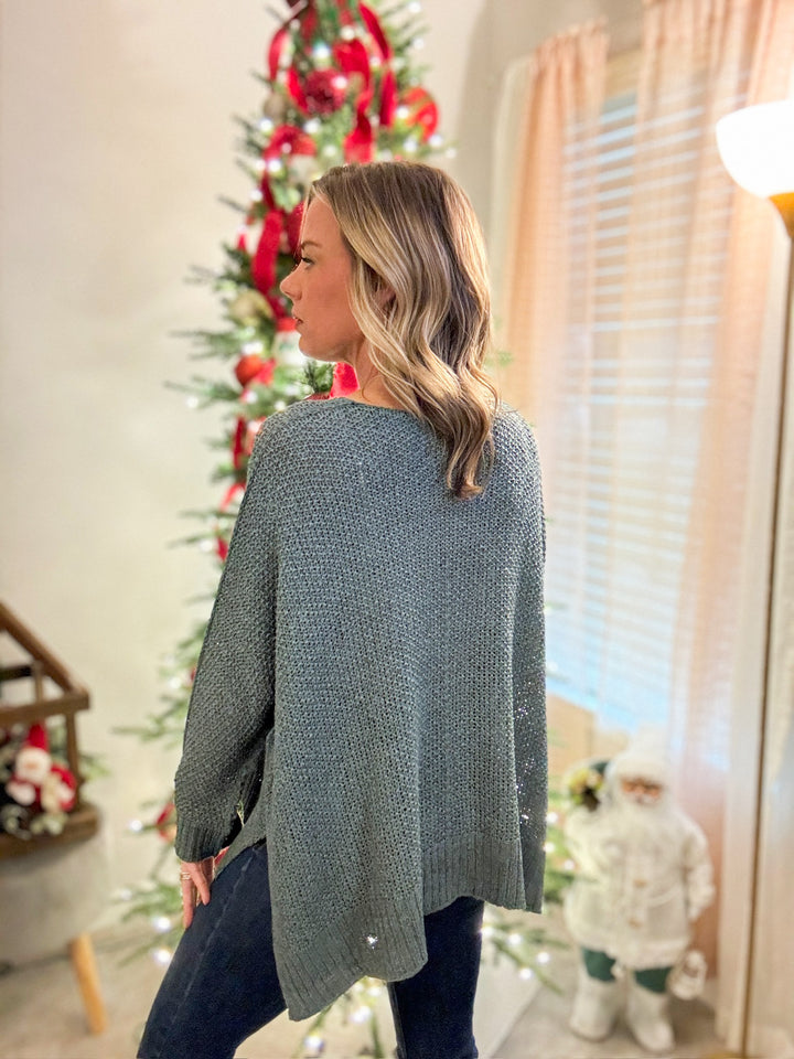 Dolman sleeve v-neck sweater