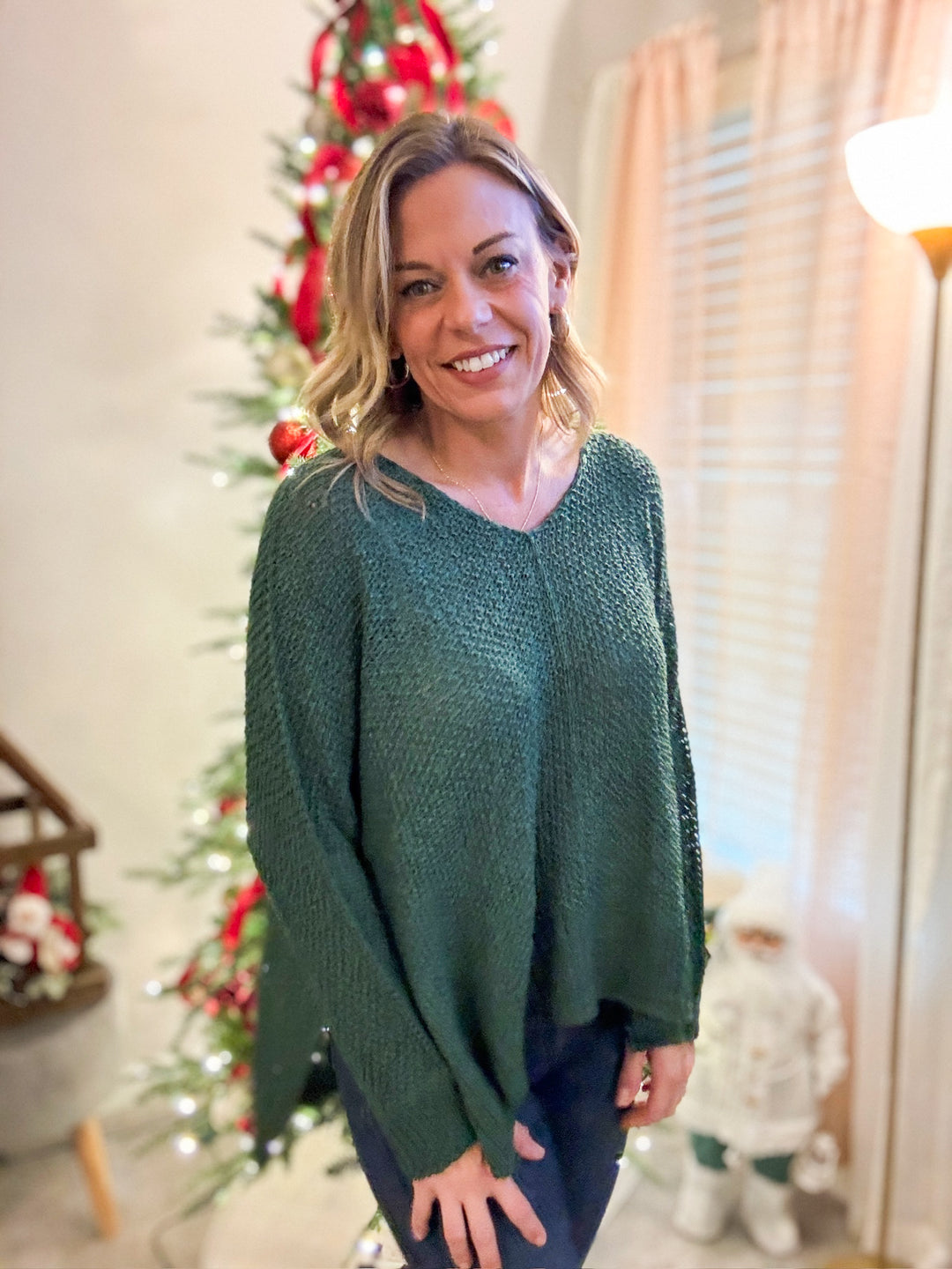 Dolman sleeve v-neck sweater