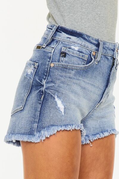 Kancan Distressed Raw Hem Denim Shorts - The Teal Antler Boutique