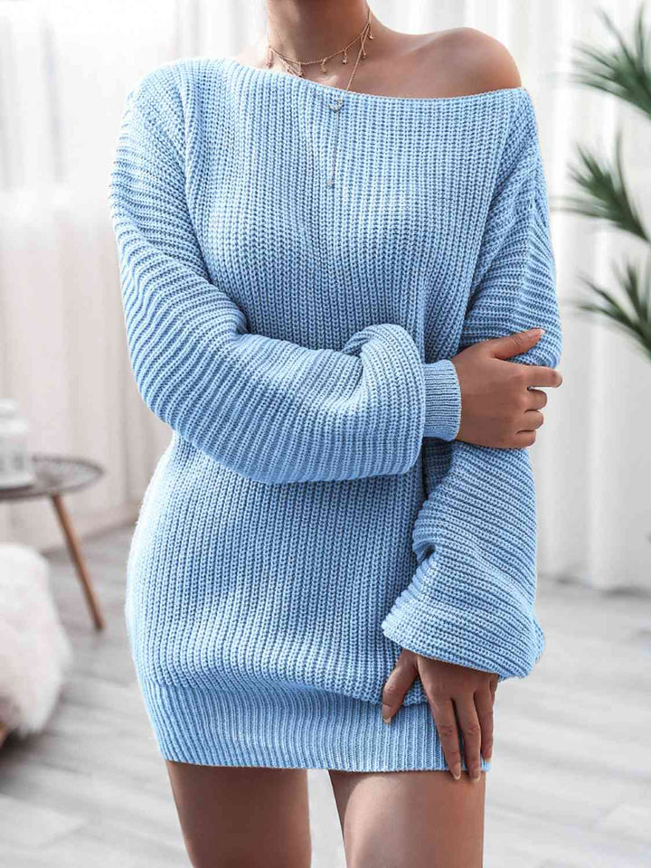 Rib-Knit Mini Sweater Dress - The Teal Antler Boutique