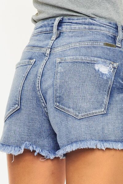 Kancan Distressed Raw Hem Denim Shorts - The Teal Antler Boutique